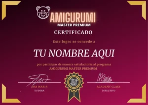 Certificado del curso de Amigurumis Master Premium