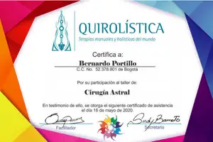 Certificados Holisticos Quirolistica cirugía astral a distancia 300 X 200