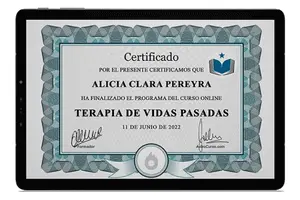 Certificado del curso online Terapia de Vidas Pasadas de Fabiana Perrone 300 X 200
