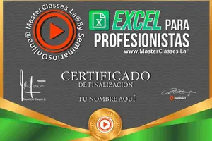 certificado del curso Excel para Profesionales de Claudia Martínez en Hotmart 300 X 200