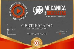 certificado del curso Mecánica para Bicicletas de José Tamayo en Hotmart 300 X 200
