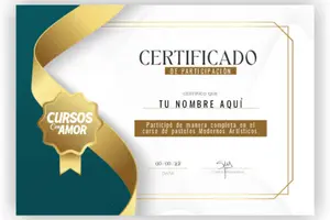 Certificado del curso online Pasteles Modernos Artísticos 100% Rentables 300 X 200