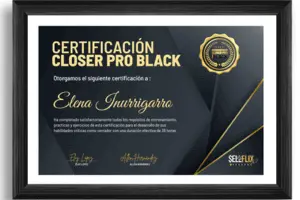 Certificado del curso Certificación Closer Pro Black Seguros para Agentes Profesionales de Seguros