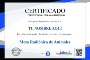 Certificado del curso Mesa Radiónica de Animales Adriana Echeverri