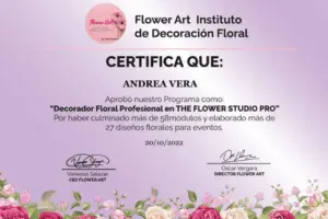 certificado del programa The Flower Studio PRO 300 X 200